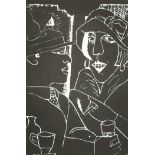 Edward Burra (1905-1976) British. "Two at the Bar", Woodcut, Signed with Initials and Numbered 15/45