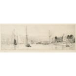 William Lionel Wyllie (1851-1931) British. "Royal Yacht Squadron Cowes", Etching, Signed in