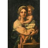 Manner of Andrea del Sarto (1486-1530) Italian. Madonna and Child, Oil on canvas, in a carved