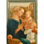 After Filippo Lippi (1406-1469) Italian. Madonna and Child, Oil on canvas, in a carved giltwood