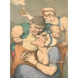 Thomas Rowlandson (1756-1827) British. "The Coblers Cure for a Scolding Wife", Engraving in Colours,