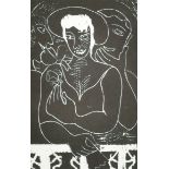 Edward Burra (1905-1976) British. "The Guitar Player", Woodcut, Signed with Initials and Numbered