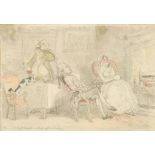 Thomas Rowlandson (1756-1827) British. "The Indolent Couple, a Nap after Dinner", Watercolour and