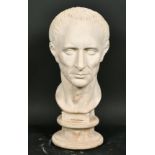 20th-21st Century English School. Bust Portrait of Caesar, Plaster, height 19.5" x width 8" x