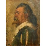 19th Century English School. Head of a Cavalier, Oil on canvas, 20" x 15.75" (50.8 x 40cm)