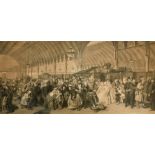 After William Powell Frith (1819-1909) British. "The Railway Station", Engraved by Francis Holl,
