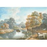 John Edwin Oldfield (c.1790-1860) British. "View of The Thames near Windsor", Watercolour, Signed