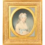 John Downman (1750-1824) British. "Miss Hill", Watercolour, Signed and Dated 1796, Inscribed on a