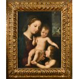 17th Century Italian School. The Madonna and Child with Infant St John the Baptist, Oil on canvas,