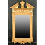 Alexander G Ley & Son. A Reproduction Georgian Style Mirror, with pediment, Overall 70" x 38" (177.8