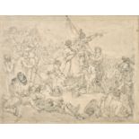 Thomas Stothard (1755-1834) British. Soldiers in an Encampment, Ink and wash, 6" x 8" (15.3 x 20.
