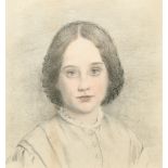 19th Century English School. Bust Portrait of a Girl, Pencil and Crayon, Inscribed on a label verso,