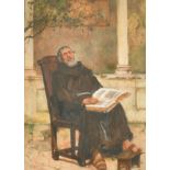 Oliver Rhys (1854-1907) British. A Sleeping Monk, Oil on panel, Signed and dated 1887, 15" x 11" (