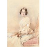 Attributed to George Richmond (1809-1896) British. Portrait of a Seated Lady, Watercolour, 15.5" x