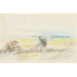 Hercules Brabazon Brabazon (1821-1906) British. "Workers in the Field after David Cox", Pastel,