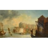 After George Chambers (1803-1840) British. A Thames Scene with Figures in Boats, Oil on canvas,