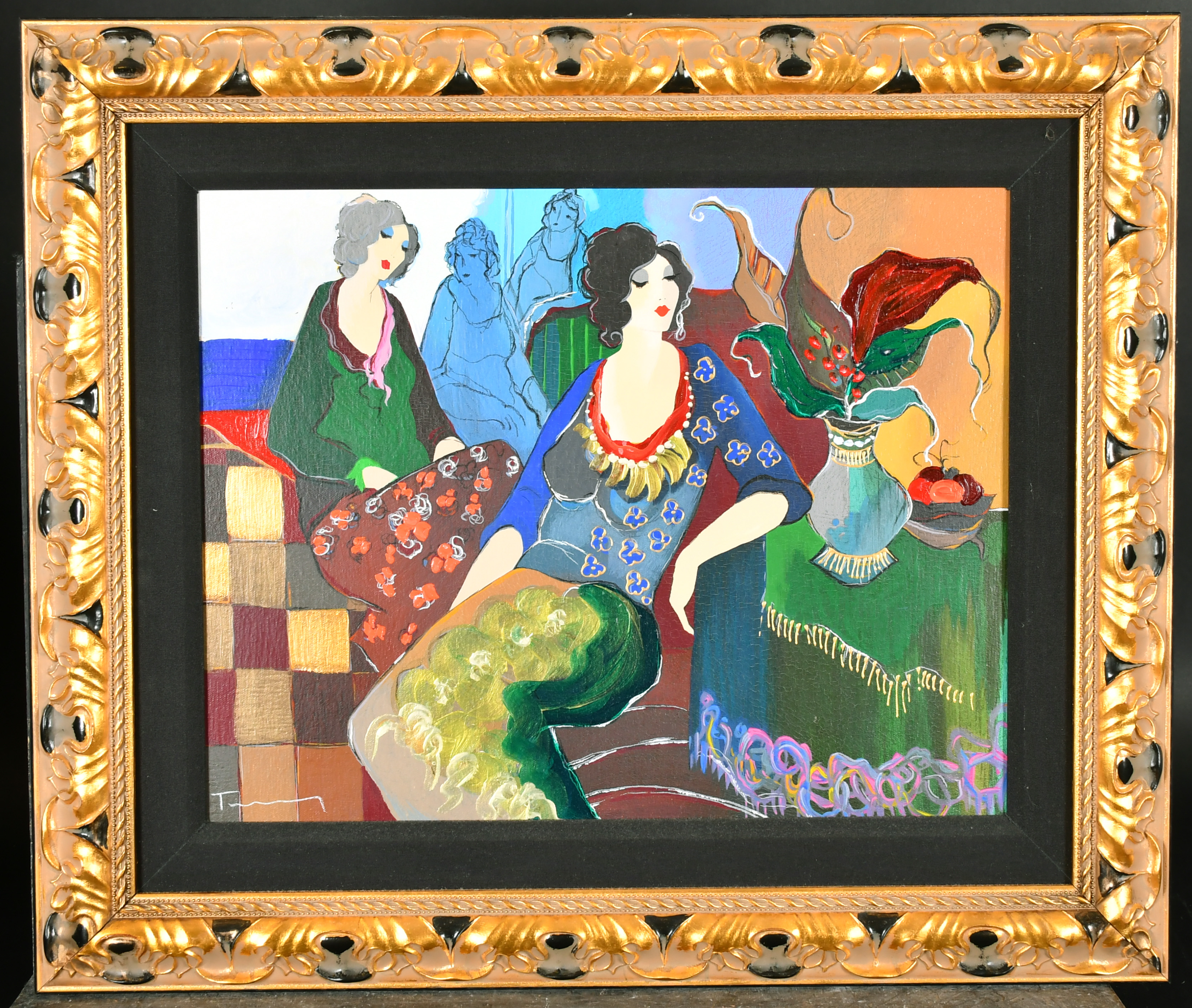 Itzchak Tarkay (1935-2012) Israeli. "Laura & Terri", Serigraph in Colour on Canvas, Inscribed on a - Bild 2 aus 4