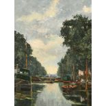 Edward Aubrey Hunt (1855-1922) British. A River Scene, Oil on canvas, Signed, 16" x 12" (40.6 x 30.