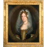 17th Century European School. Portrait of a Lady in Jewelled Stomacher and Fine Muslin Shawl, Oil on