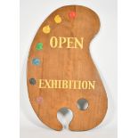 Alexander G Ley & Son. A Wooden Sign 'Open Exhibition', on a wooden shaped palette, 40" x 25" (101.5