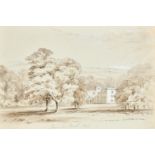 19th Century English School. "Townley Park", Derbyshire, Watercolour, Signed and dated 1845 in