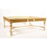 Alexander G Ley & Son. A Reproduction Cream Painted Adam Style Coffee Table (minus glass top),