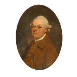 Circle of George Stubbs (1724-1806) British. Bust Portrait of a Wigged Man wearing a Brown Coat, Oil