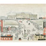 Laurence Stephen Lowry (1887-1976) British. "Station Approach", Lithograph, with Printer's Guild