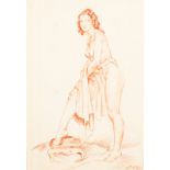 William Russell Flint (1880-1969) British. After The Bath, Sanguine, Signed, Unframed 14" x 10.