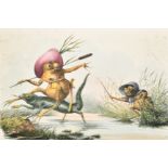 Edward Hull (fl.1815-1830) British. "Sir Frog he would a wooing go", Coloured lithograph,