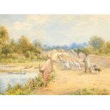 Francis George Coleridge (1838-1923) British. 'Sonning Bridge', Watercolour, Signed, and inscribed