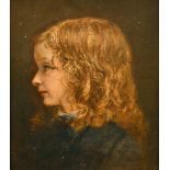 19th Century English School. Profile of a Young Girl, Oil on board, 5" x 4.25" (12.7 x 10.8cm)