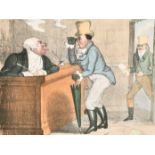 Early 19th Century English School. "Paul Pry among the Bankers", Coloured lithograph, Published by