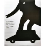 David Shrigley (1968- ) British. "Elephant Chooses to Stand on Your Car", Lithograph, Unframed 27.5"