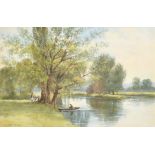 Francis George Coleridge (1838-1923) British. 'On the Thames at Mapledurham', Watercolour, Signed