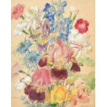 Katharine Cameron (1874-1965) British. "Sussex Garden", Watercolour, Signed, and inscribed on a
