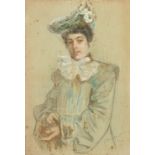 I Boucherat (19th - 20th century) French. Half-length Study of a Lady, Pastel, Signed and dated