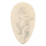 19th Century English School. Study of a Cherub, Chalk, Oval, 15" x 8.5" (38 x 21.5cm)