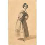Nicolas-Toussaint Charlet (1792-1845) French. 'A Study of a Woman - Standing Full Length', Pencil