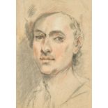 Circle of Jerome Francois Chantereau (1710-1757) French. Head Study of a Man, Chalk, in a carved