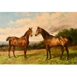 William Henry Hopkins (1825-1892) British. Horses in a Field, Oil on canvas, Signed and dated