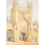 Late 19th Century English School. Study of a Castle Gate (possibly York), Watercolour, Signed