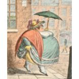 George Cruikshank (1792-1878) British. "The Umbrella", Etching in colours, Published by G