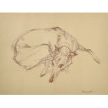 Jonathan Trowell (1938-2013) British. Study of a Greyhound, Crayon, Signed in pencil, 9" x 11.75" (