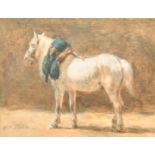 William Carel Nakken (1835-1926) Dutch. Study of a Plough Horse, Watercolour, Signed, 3.5" x 5.