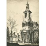 Ian Strang (1886-1952) British. "St Anne's, Soho", Etching, Signed, Inscribed and dated 1912 in