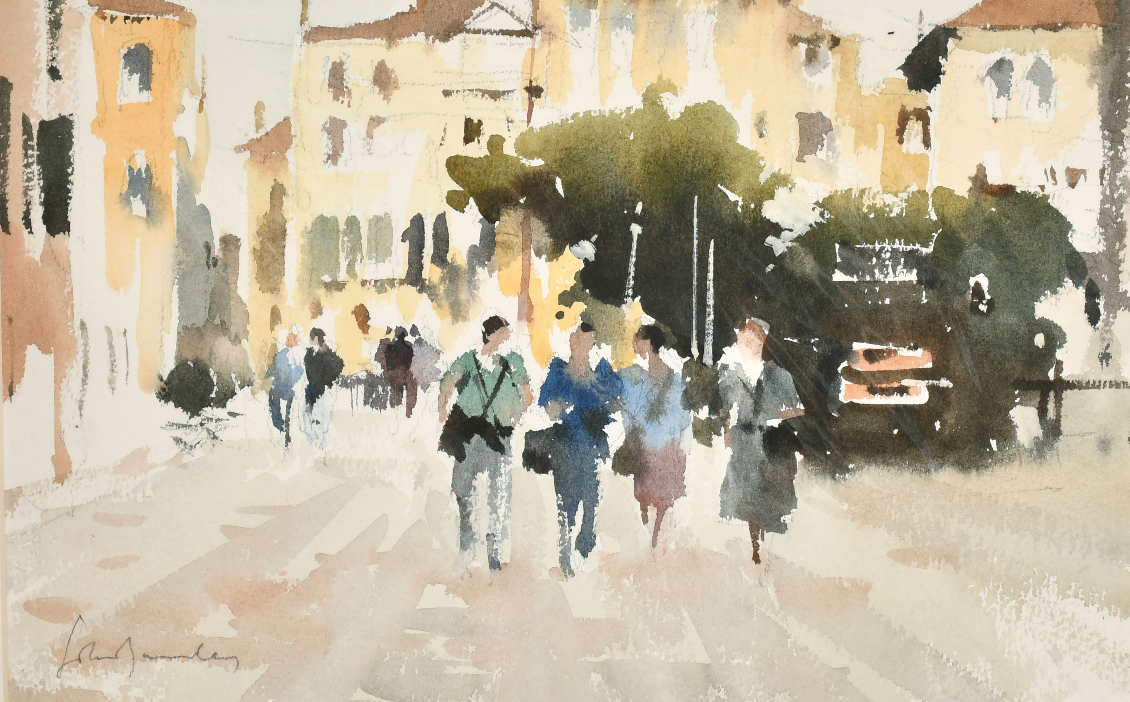 John Yardley (1933- ) British. "The Camera Crew", Watercolour, Signed in pencil, and inscribed