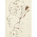 19th Century French School. A Study of Four Heads, Ink, 10" x 7.25" (25.4 x 18.4cm) and another by
