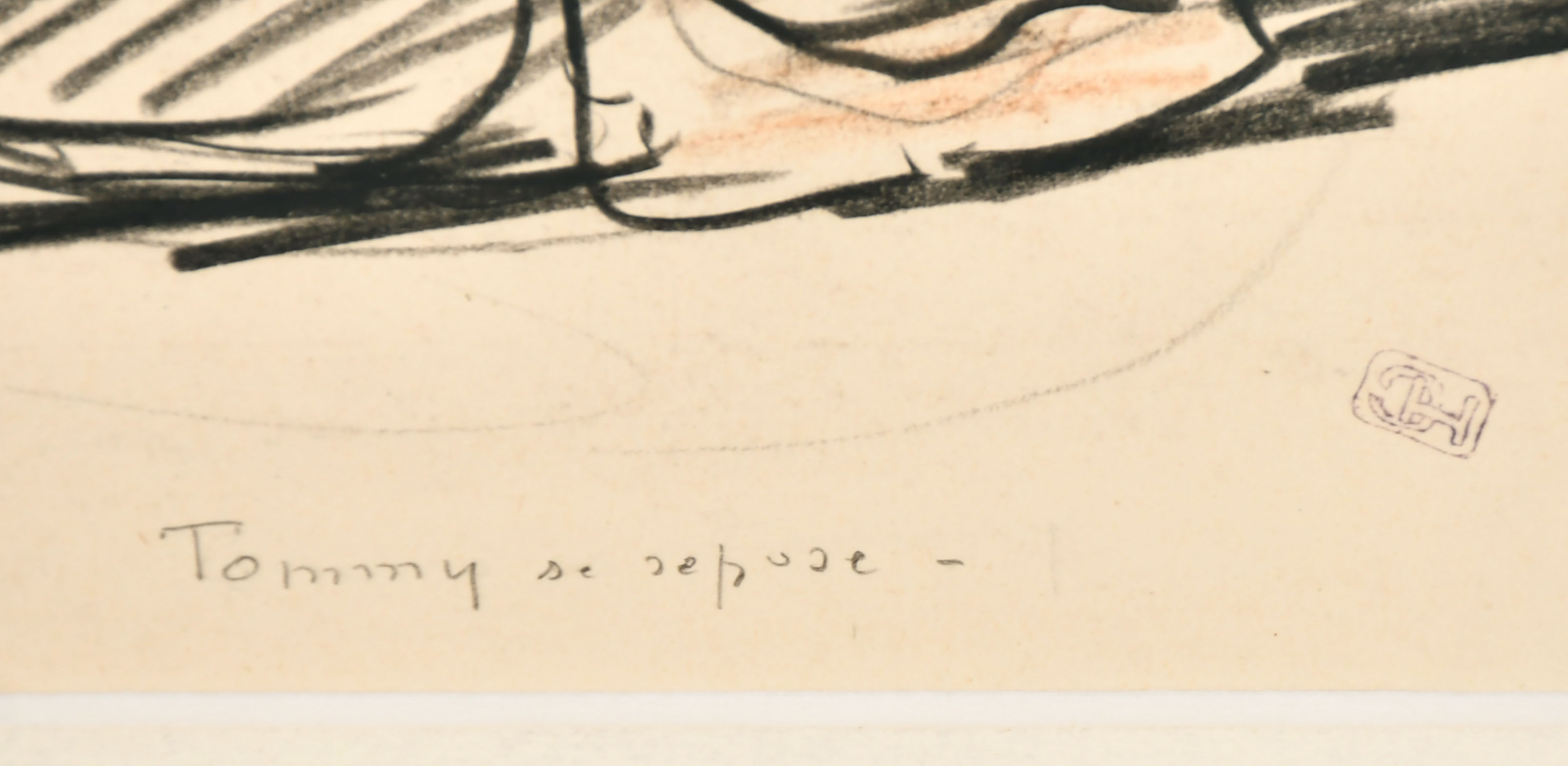 Henri-Lucien Cheffer (1880-1957) French. "Tommy se repose", Ink and crayon, Inscribed, and with - Image 3 of 4