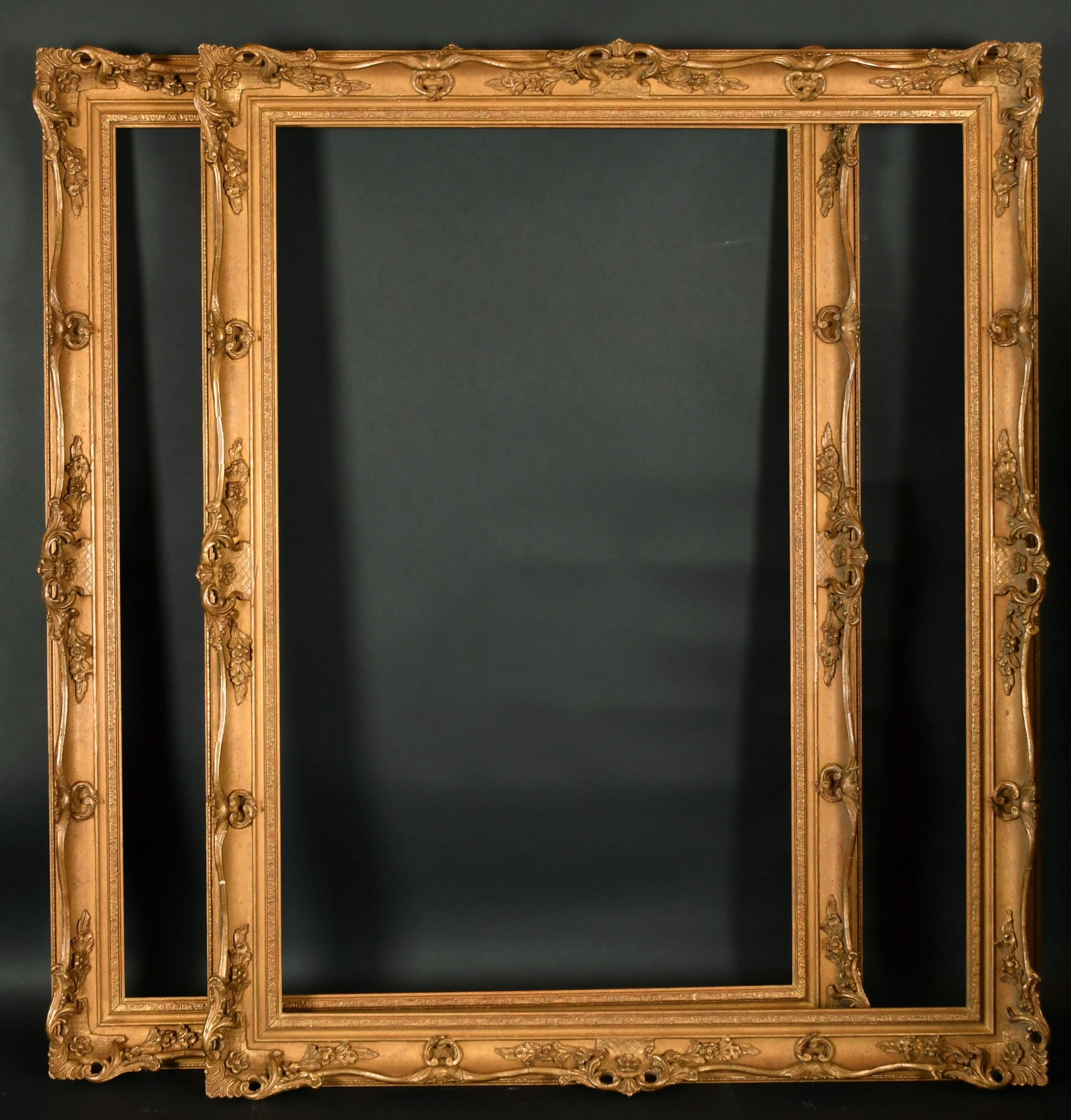 19th Century English School. A Pair of Gilt Composition Frames, with swept and pierced centres and - Image 2 of 3